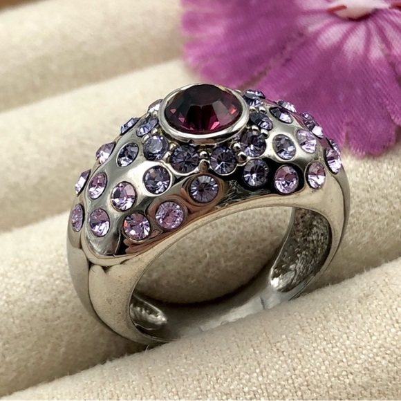 Chunky Dome Crystal Scatter Cocktail Ring - Picture 3 of 12